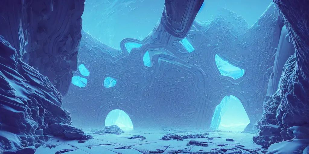 Prompt: 80s futuristic hyperdimensional portal, desolate, ice shards, river:: by beeple and James Gilleard and Justin Gerard :: ornate, dynamic, particulate, intricate, elegant, highly detailed, centered, artstation, smooth, sharp focus, octane render, 3d