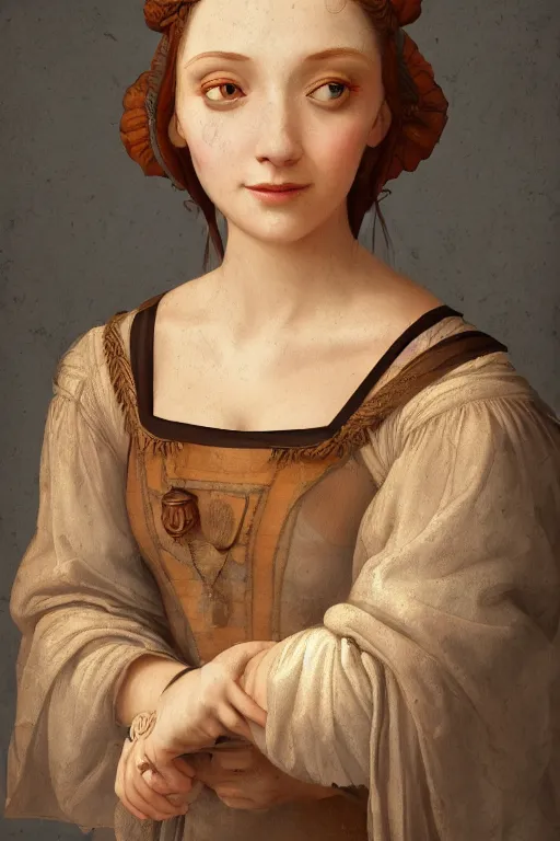 Image similar to a cute renaissance woman inspired by leonardo da vinci, vivid colors, high details, cinematic, 8k resolution, beautiful detailed, photorealistic, digital painting, artstation, concept art, smooth, sharp focus, illustration, fantasy background, artstation trending, octane render, unreal engine