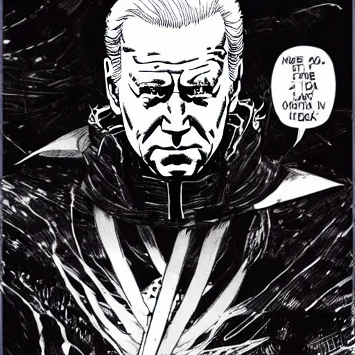 Image similar to Joe Biden looking sinister, by Tsutomu Nihei, highly detailed