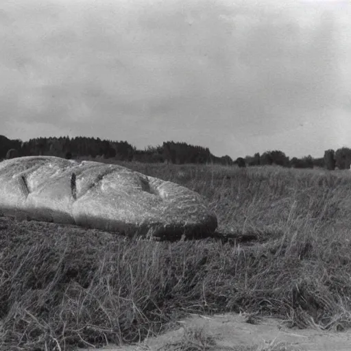 Image similar to biggest loaf of bread in history, old black and white photo