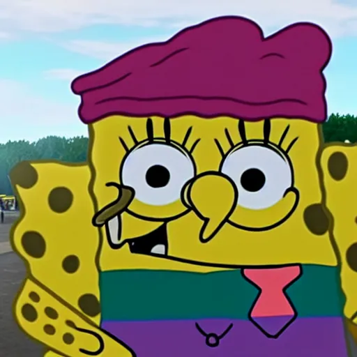 spongebob in a pride parade caught on iPhone camera | Stable Diffusion ...