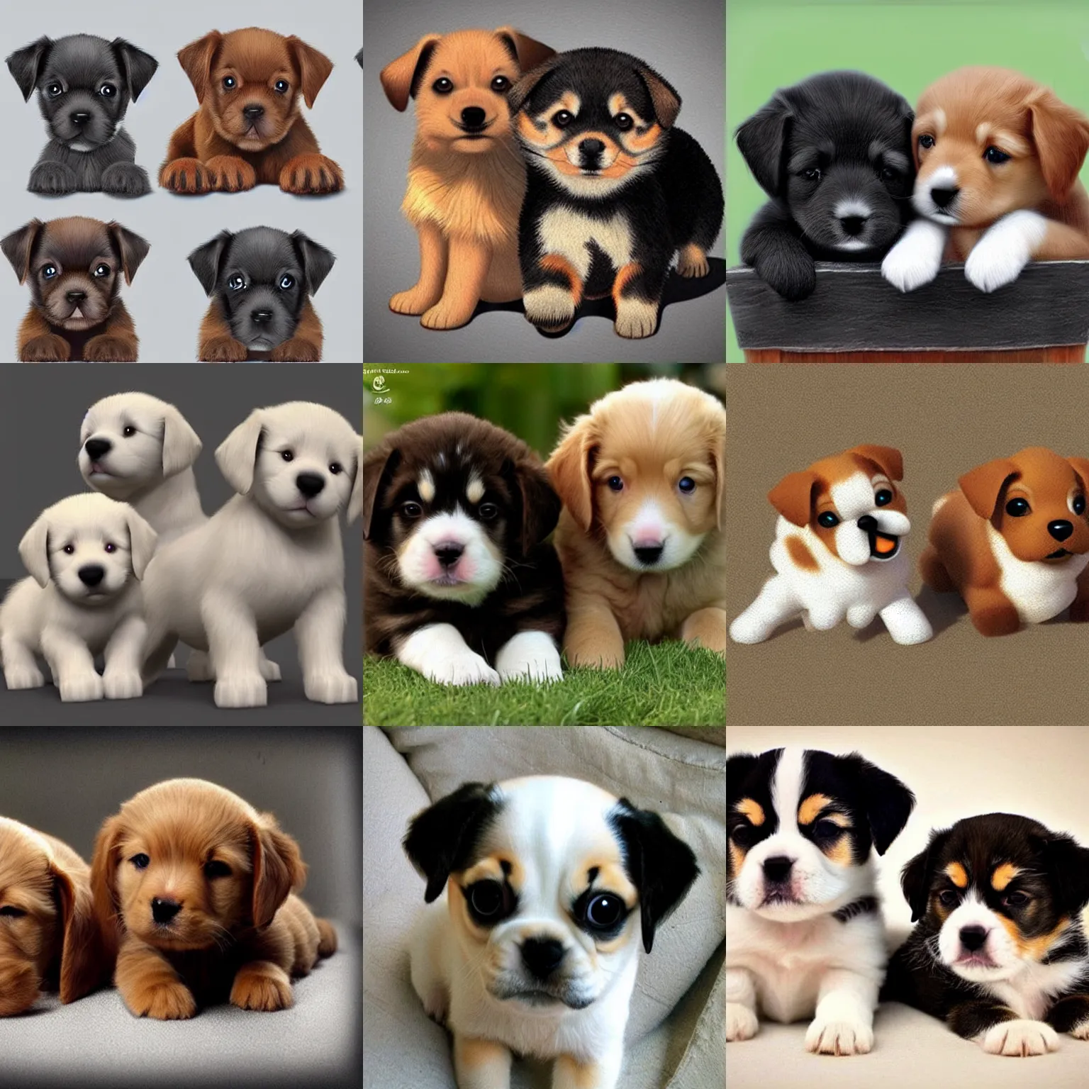 Prompt: cute puppies, photorealistic