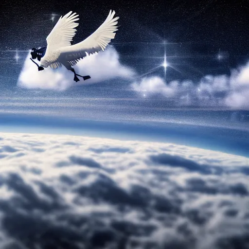 Prompt: a cinematic photograph of an astronaut riding a Pegasus flying above the clouds, mystical