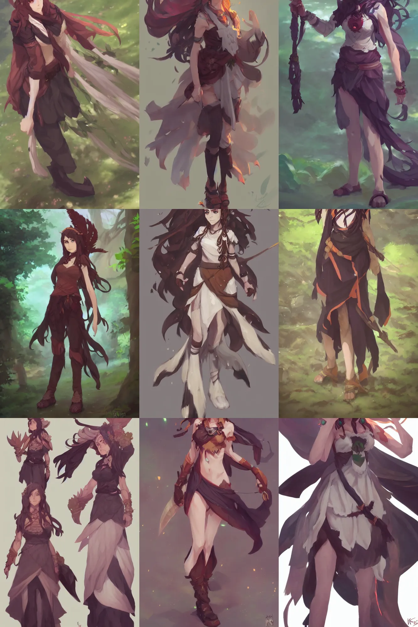 Prompt: scenic full body female druid with detailed face by krenz _ cushart