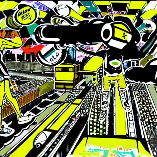 Image similar to jet set radio, noise tanks, digital artwork