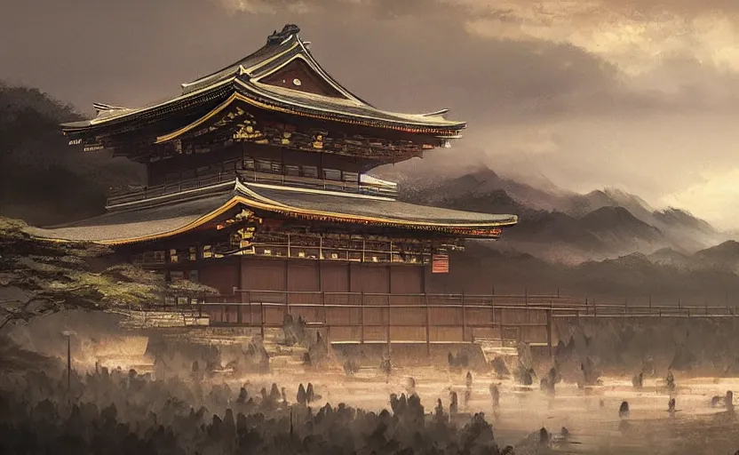 Prompt: A painting of a Japanese Kingdom trending on artstation in the style of Greg Rutkowski