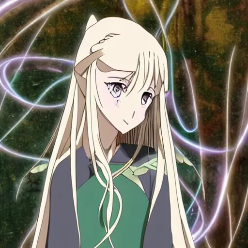 Prompt: galadriel as an anime character