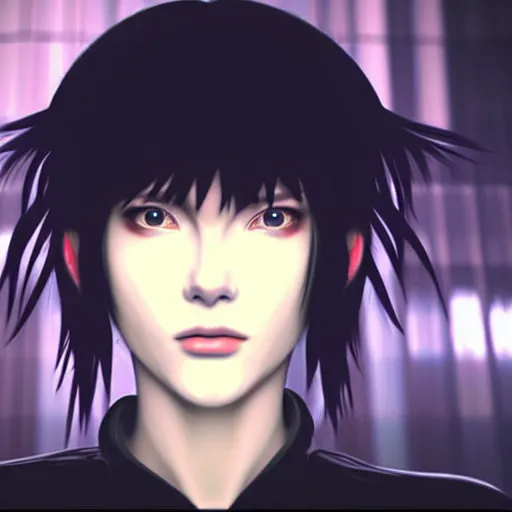 Image similar to « highly detailed, pretty ghost in the shell, photorealistic, enreal engine 5 »