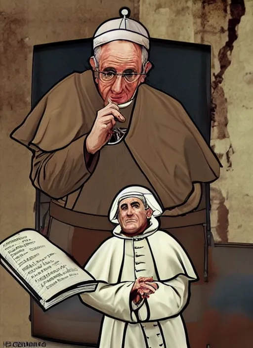 Image similar to The Pope as the main character on a GTA cover