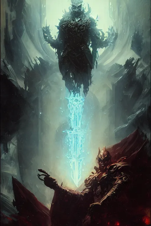 Prompt: inverse dark glowing runes, evil wizard, dark inverted spells, portrait dnd, painting by gaston bussiere, craig mullins, greg rutkowski, yoji shinkawa