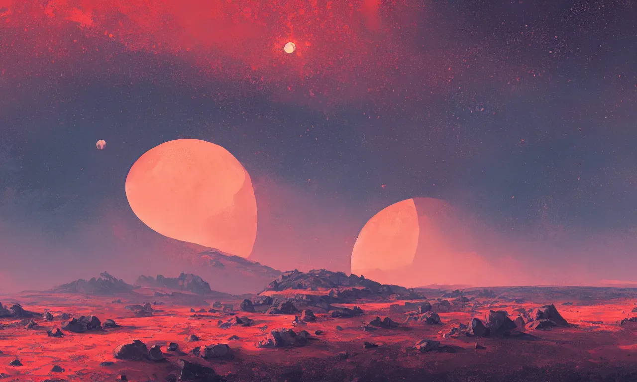 Image similar to mars and moon ground by alena aenami artworks in 4 k