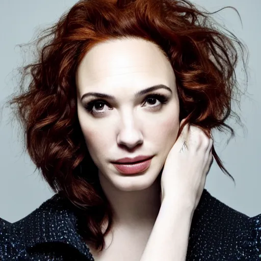 Image similar to portrait of christina hendricks and gal gadot hybrid by mario testino, headshot, detailed, award winning, sony a 7 r