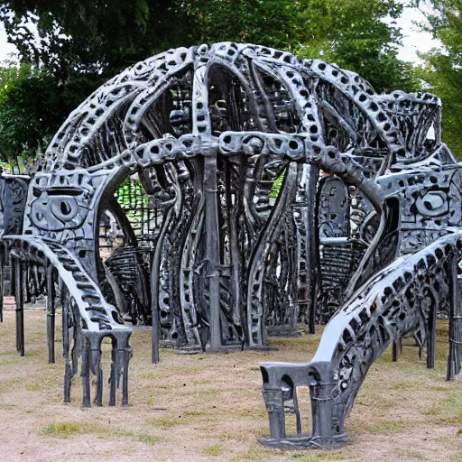 Image similar to a children's playground designed by hr giger