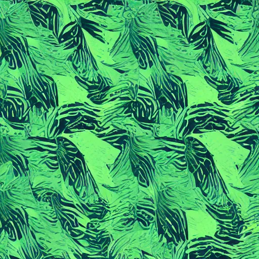 Image similar to an abstract painting of a giant bush sprawling out across a mint green background