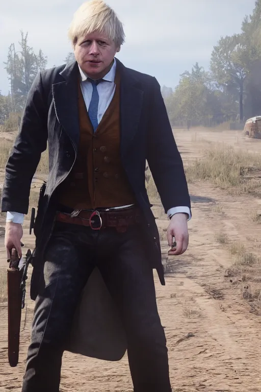 Image similar to Boris Johnson in RDR2, unreal engine, trending on artstation