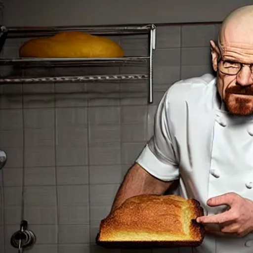 Image similar to walter white bakes bread, bakes bread