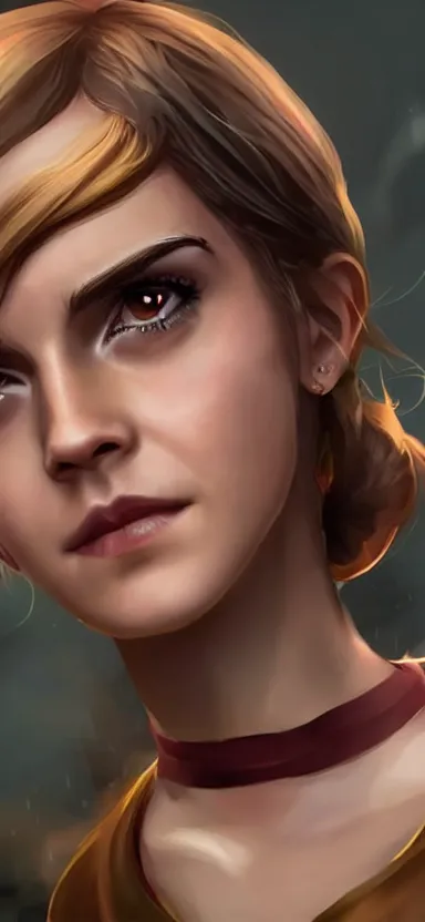 Image similar to Emma Watson as a character in the game League of Legends, with a background based on the game League of Legends, detailed face, old 3d graphics