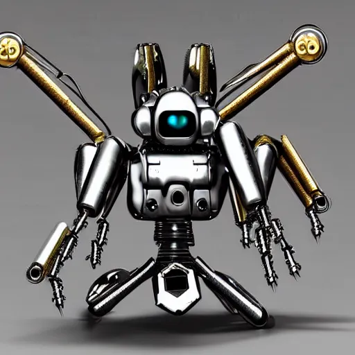 Image similar to mech wasp. mechanical robot. iron, gold, diamond. hyper detail. hyperrealistic