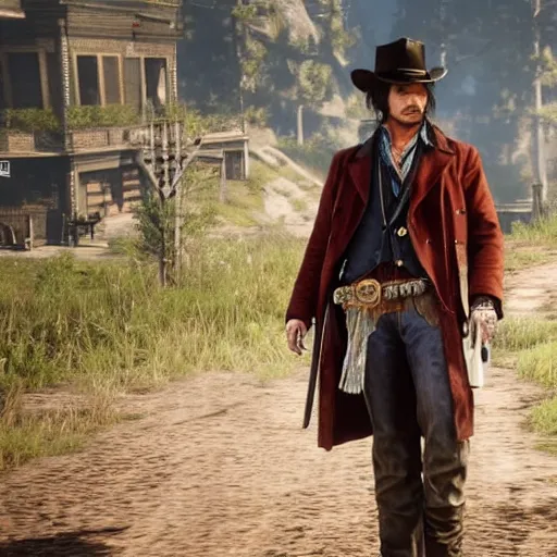 Image similar to johnny depp in red dead redemption 2 video game