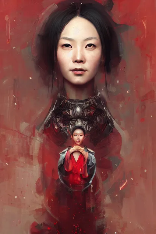 Prompt: lin daiyu in a dream of red mansions, cyberpunk, oil painting, darkness, paint texture, digital painting, highly detailed, artstation, sharp focus, illustration, concept art, ruan jia, charlie bowater, tom bagshaw, norman rockwell