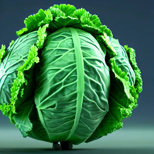 Image similar to high quality 3 d render very cute cyborg cabbage! cabbage leaves as dollars!! kale! incorporated speakers!, cyberpunk highly detailed, unreal engine cinematic smooth, in the style of blade runner & detective pikachu, hannah yata charlie immer, moody light, low angle, uhd 8 k, sharp focus