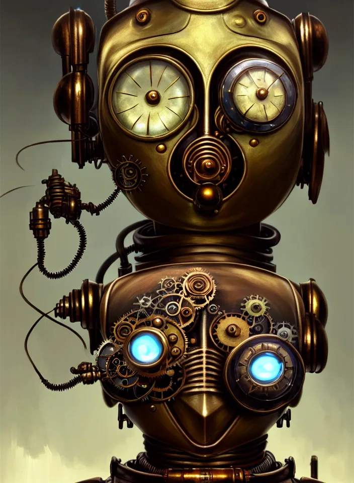 Image similar to symmetry!! close face portrait of a steampunk robot from bioshock, vintage, bronze metal!! underwater atmosphere, intricate, serene, highly detailed, digital painting, artstation, symmetric concept art, smooth, sharp focus, illustration, art by artgerm and greg rutkowski and alphonse mucha, 8 k