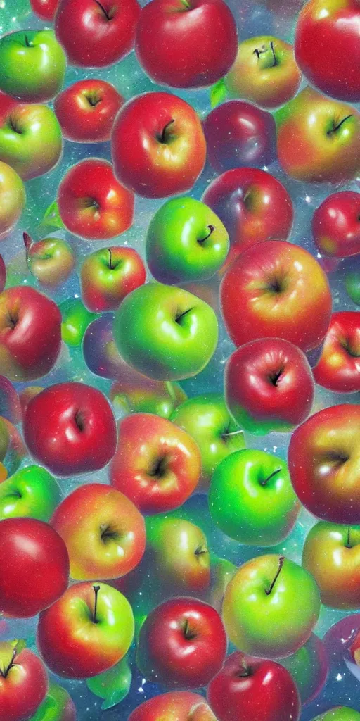 Image similar to a mural of an apple galaxy