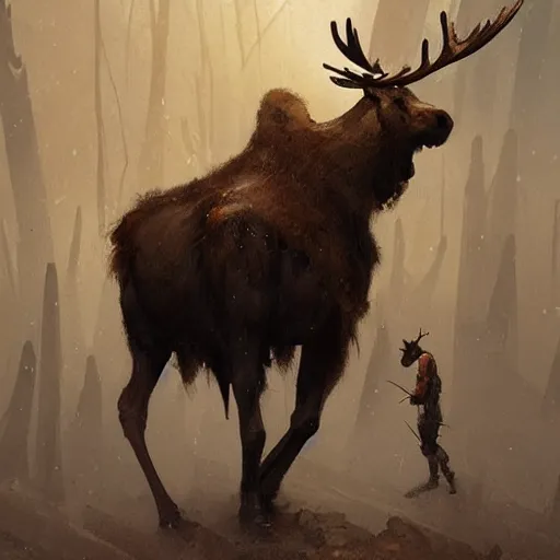 Prompt: combination of moose and man by greg rutkowski