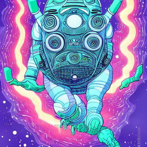 Image similar to the alien cosmic psychedelic tardigrade that awaits you at the end of all of space and time, by josan gonzalez