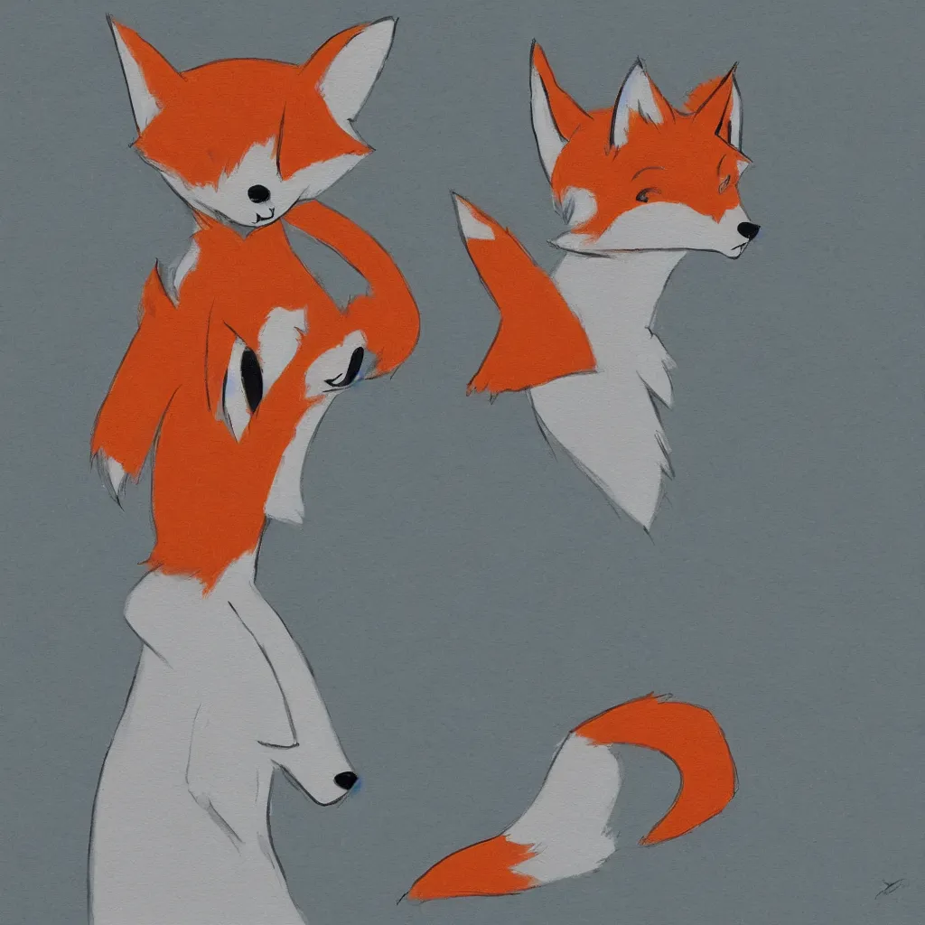 Image similar to an anthropomorphic fox wearing a hoodie, gainax style, sketch painting