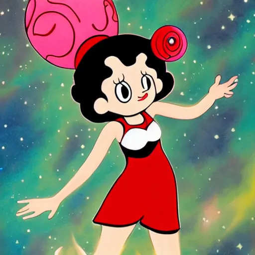 Prompt: Liminal space in outer space, Betty Boop style, colorized