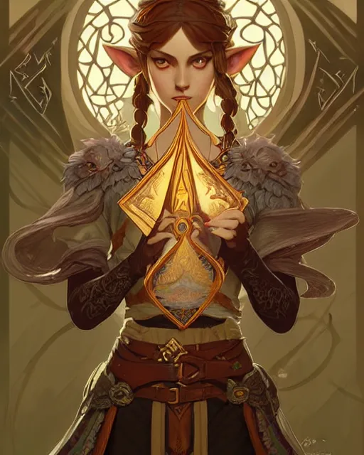 Image similar to legend of Zelda art nouveau, D&D, fantasy, intricate, elegant, highly detailed, digital painting, artstation, concept art, matte, sharp focus, illustration, hearthstone, art by Artgerm and Greg Rutkowski and Alphonse Mucha