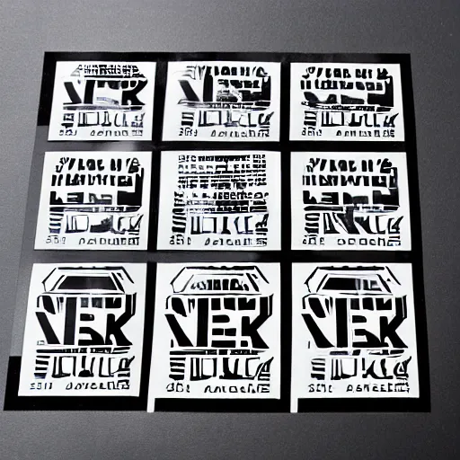 Image similar to black on white graphic design stickers in style of david rudnick, eric hu, y 2 k,