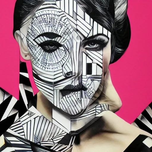 Prompt: black and white geometric pattern by Sandra Chevrier