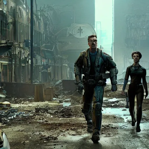 Prompt: still film from the movie fallout 4 : the movie by james cameron