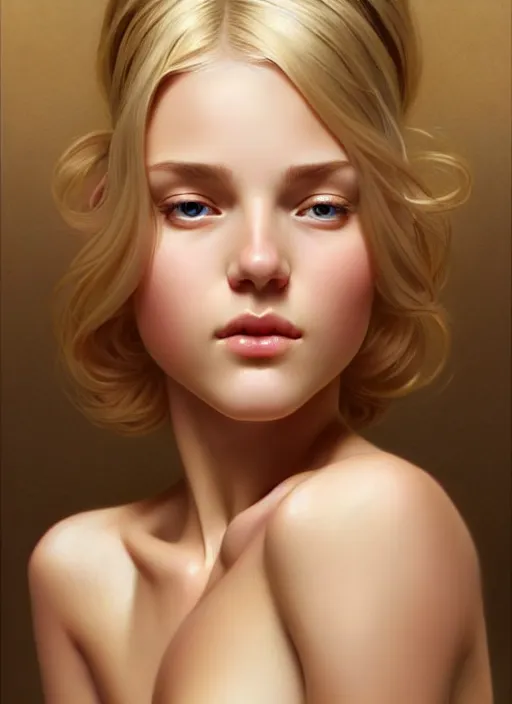 Image similar to perfectly feminine face!! portrait of young wife blessed by god with ever - increasing physical mental perfection, blonde, symmetrical! intricate, sensual features, highly detailed, biblical divine holy perfection!! digital painting, artstation, concept art, smooth, sharp focus, illustration, art by artgerm and greg rutkowski and alphonse mucha