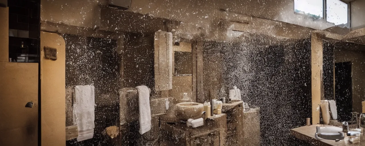 Image similar to a bathroom exploding