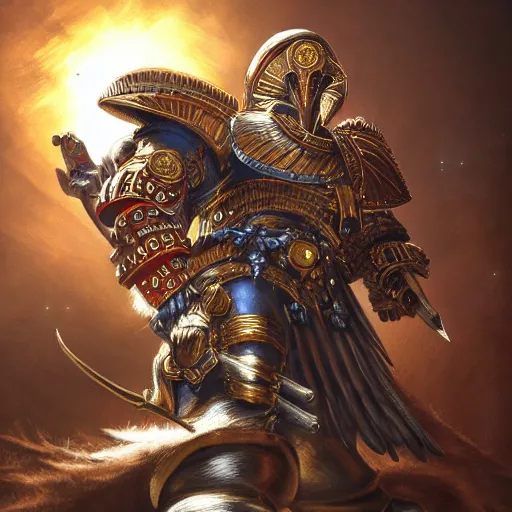 Prompt: horus from warhammer fantasy character portrait, ultra realistic, wide angle, intricate details, artifacts, luminous skies, highly detailed, highly detailed, cinematic lighting, unreal, natural tpose