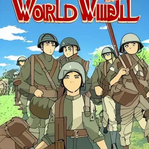 Prompt: world war 2 by studio ghibli