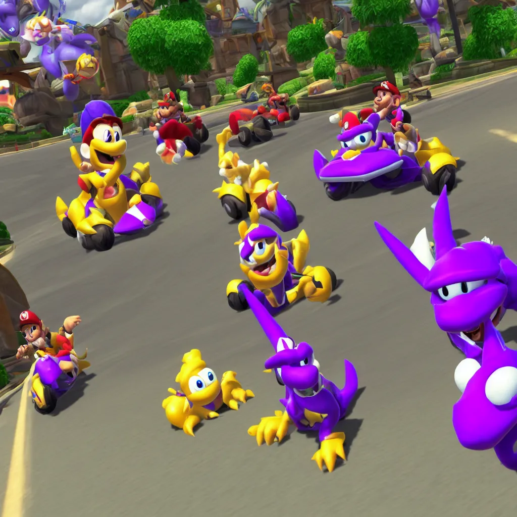 Image similar to race as spyro the dragon in mario kart 8 deluxe