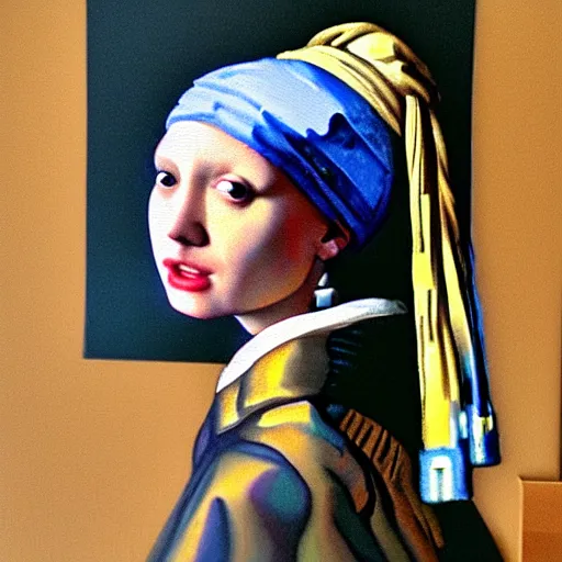 Image similar to donald trump painted like girl with a pearl earring