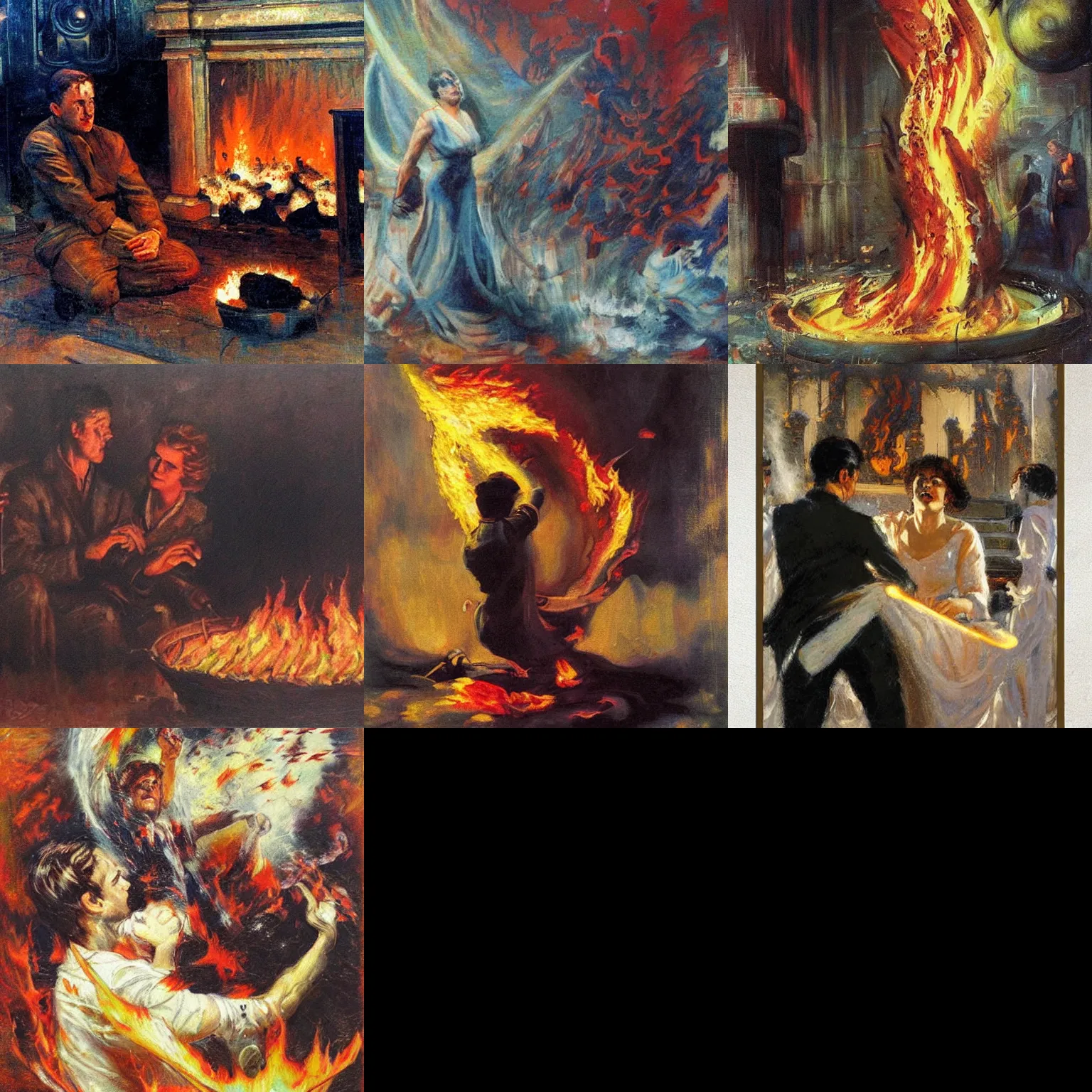Prompt: fire by dean cornwell, no people