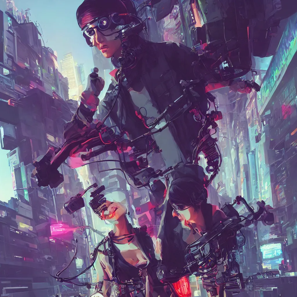 Image similar to cyberpunk hacker with server, lots of wires, art gta 5 cover, official fanart behance hd artstation by jesper ejsing, by rhads, makoto shinkai and lois van baarle, ilya kuvshinov, ossdraws