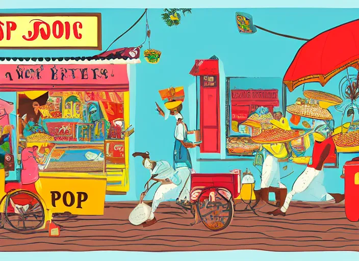 Image similar to a whimsical storybook illustration of crab sellers, tourism, lowbrow pop art style