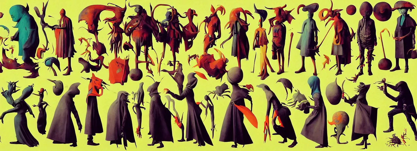 Image similar to full - body surreal colorful stylish rpg character concept art anatomy, action pose, very coherent and colorful high contrast masterpiece by norman rockwell franz sedlacek hieronymus bosch dean ellis simon stalenhag rene magritte gediminas pranckevicius, dark shadows, sunny day, hard lighting, reference sheet white background