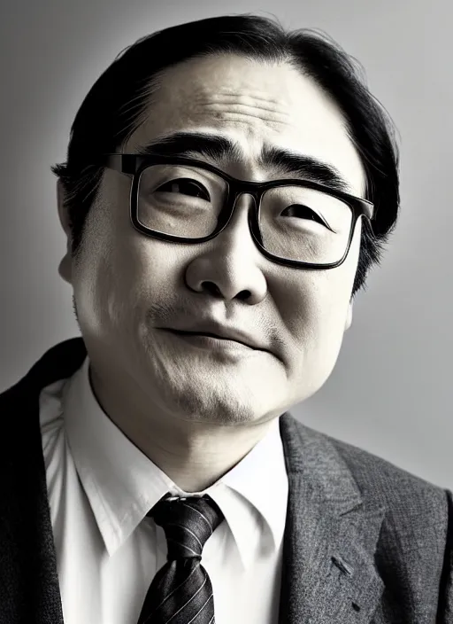 Prompt: nintendo ceo satoru iwata!!!!! as an old man with gray hair by jatenipat ketpradit and annie leibovitz and steve mccurry and richard avedon, award winning photo, portrait, emotional