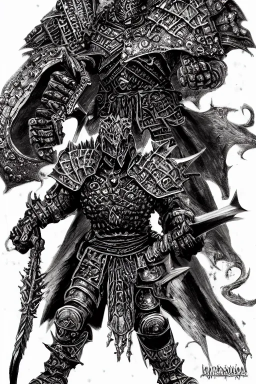 Image similar to chaos warrior, fantasy, warhammer, highly detailed, digital art, sharp focus, trending on art station, kentaro miura manga art style