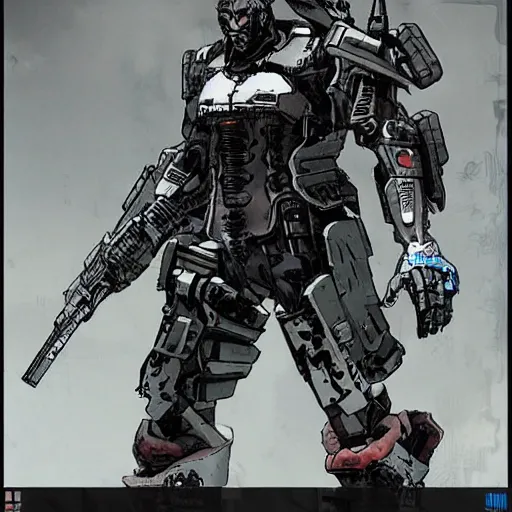 Image similar to a post-apocalyptic cyberpunk grimdark knight in the style of leonard boyarsky in the style of Yoji Shinkawa detailed realistic HD 8k High Resolution