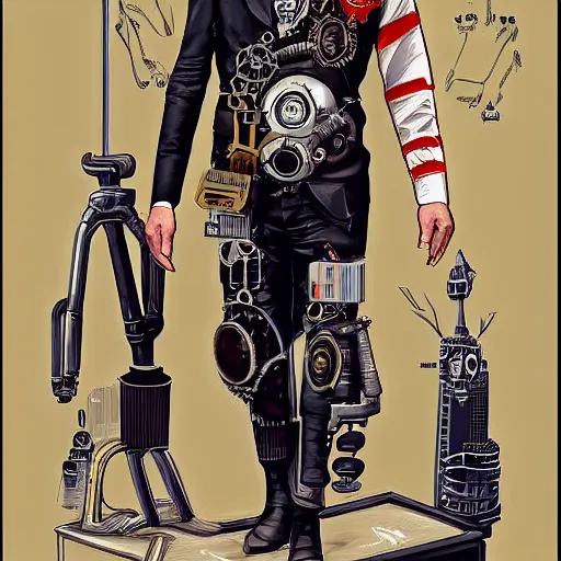 Prompt: joe biden as a steampunk cyborg, scifi