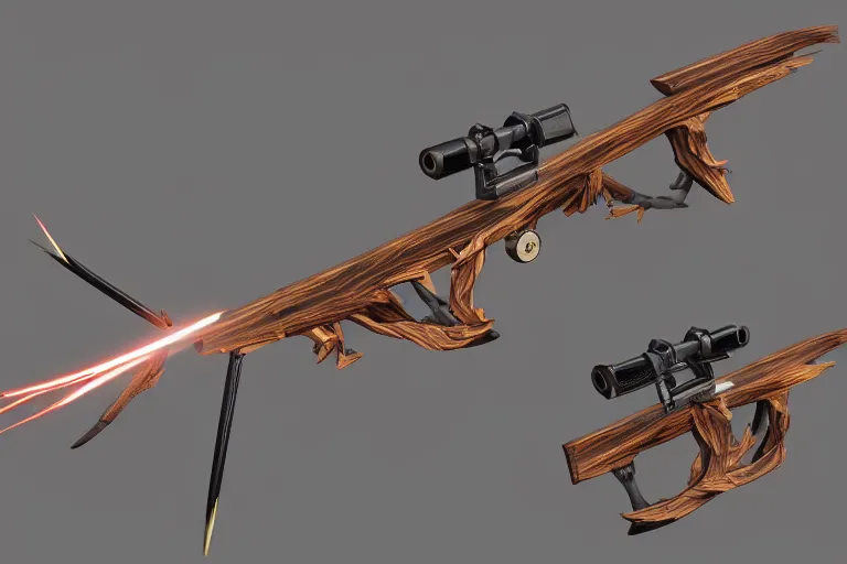 Prompt: a single lightning bolt crossbow made by pixar artists, concept art, hyperrealistic, fat, trending on artstation, high quality, highly detailed, path traced, soft lighting, hyper detailed, intricate, 8 k